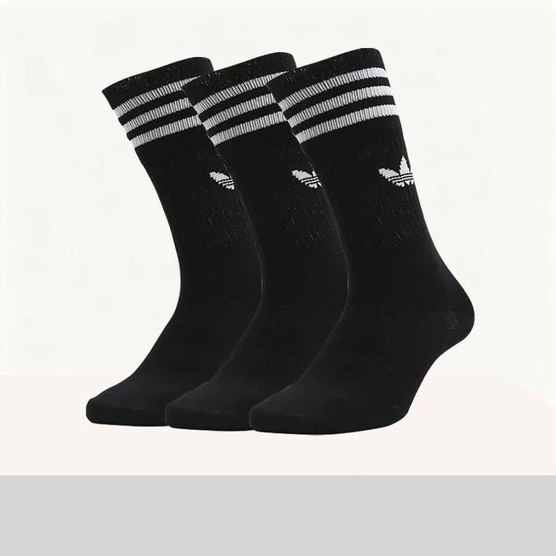

Adidas Soft and Comfortable Outdoor Sports Versatile Premium Long-Cuff Terry Socks, Black, Unisex, 3-Pack S21490