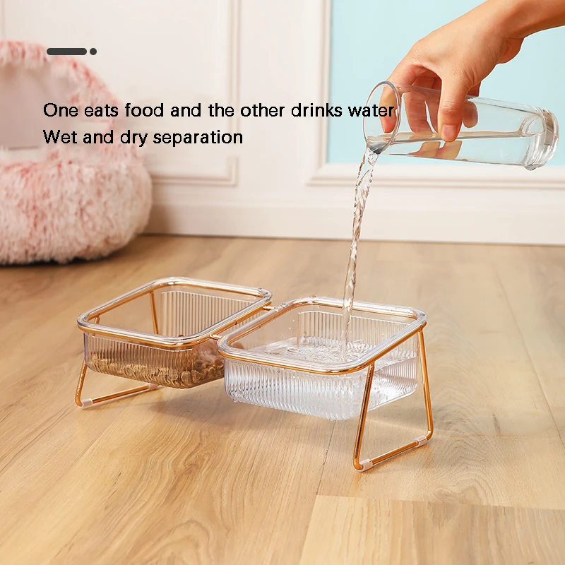 Pet Bowl Transparent High Foot Cat Bowl Drink Water Cat Food With Stand Raised Water Feeder Dog Bowl Supplies