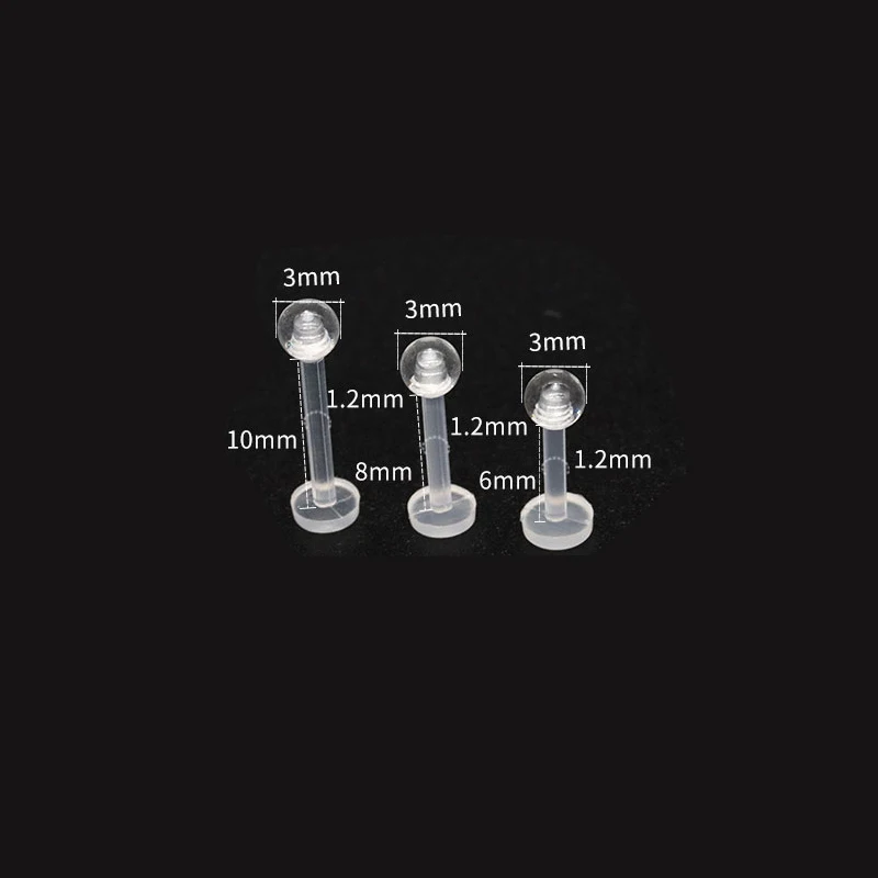 10PC/set Clear Acrylic Lip Rings Monroe Labret Studs Piercing Jewelry Gift Bioflex Ear Tragus Helix Earring Retainer 6/8/10mm