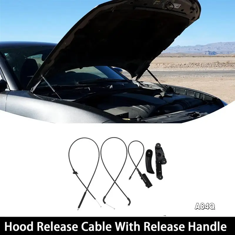 

4Pcs/Set Car Front Center Rear Hood Release Cable Kit With Release Handle Bracket Assembly For BMW E65 E66