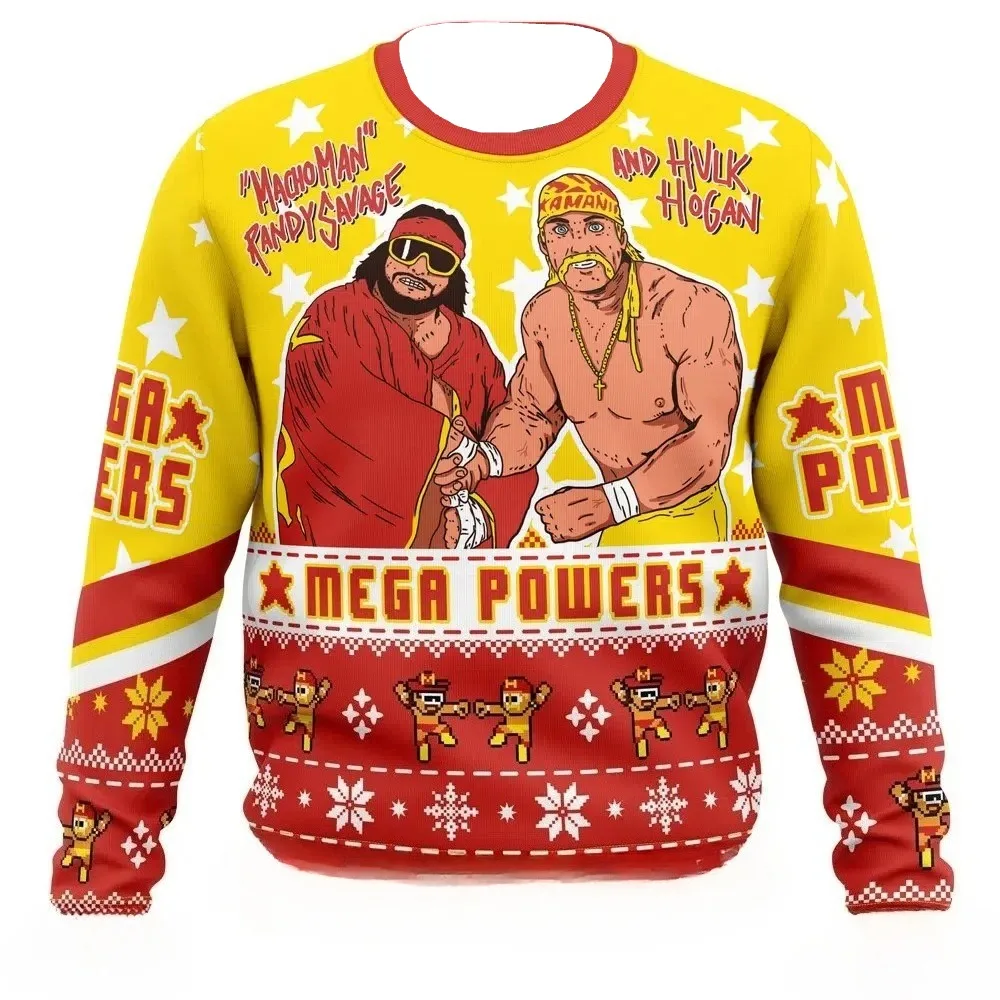 

Mega Powers Macho Man and Hulk Hogan Ugly Christmas Breathable 3D Printed Long Sleeve 2025 New Men's Breathable Sportswear