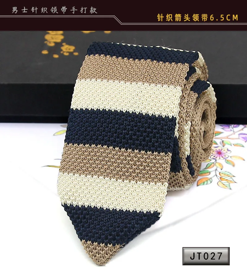 Neue Strick krawatten lässig dünne Krawatte für Party Jungen Mädchen gestrickt gestreifte Krawatte Hochzeit Krawatte für Bräutigam Hals tragen für Männer – Detail 9