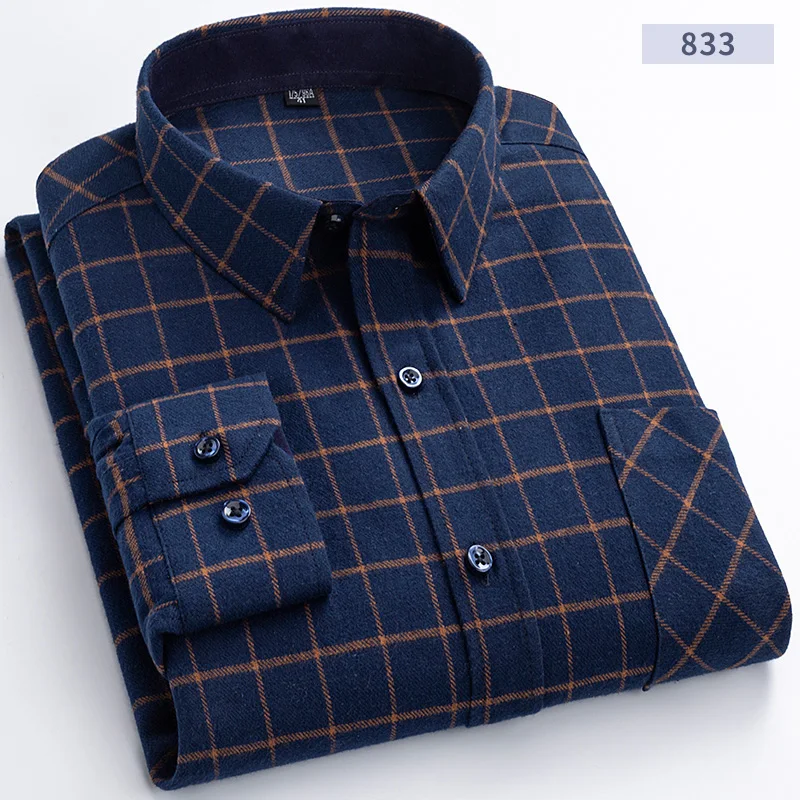 Camicie a scacchi da uomo in flanella di cotone camicia a quadri morbida a maniche lunghe per uomo tempo libero classico Vintage confortevole abbigliamento uomo nuovo