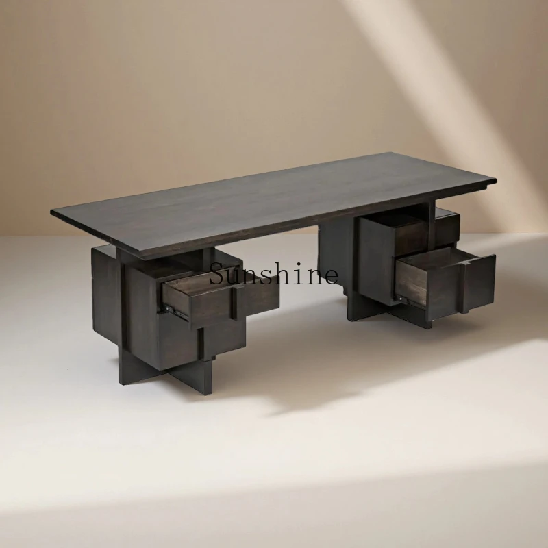 

French retro black old desk home study workbench