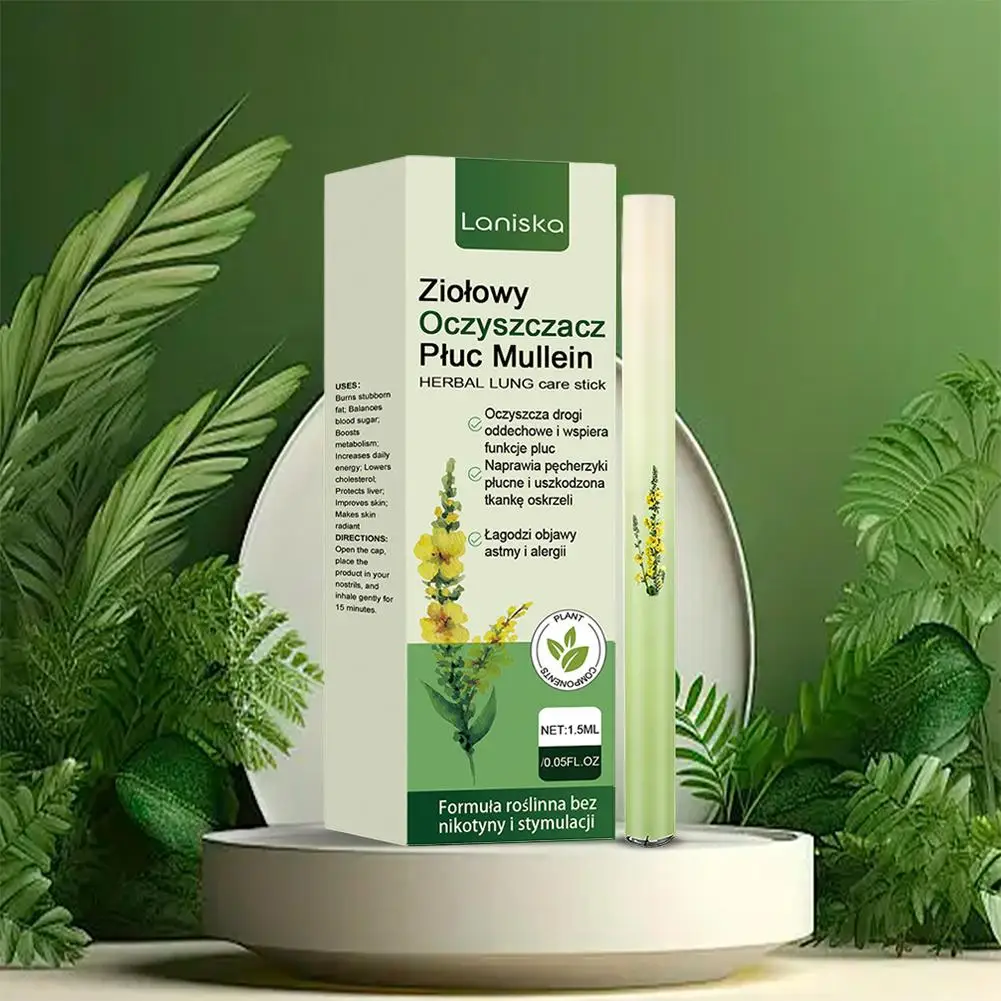 Mullein Lung Cleanse Diffuser, Natural Plant Extract Respiratory Cleansing Stick, Gentle Non‑Irritating Portable Nasal Inhaler