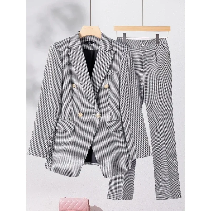 Traje de Blazer y pantalón para mujer, conjunto de 2 piezas de manga larga, chaqueta y pantalón formales de un solo pecho, ropa de trabajo de negocios