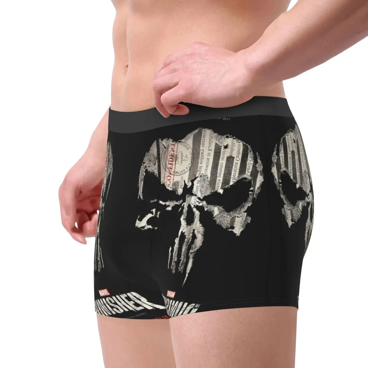 Benutzerdefinierte Punisher Schädel Symbol Boxershorts für Homme 3D-Druck Cartoon Design Unterwäsche Höschen Slips weiche Unterhose