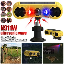 Solar Power Infrared Motion Sensor Alarm Detector Waterproof Animal Repeller Deterrent LED Light Flashing Security Alarm 129dB