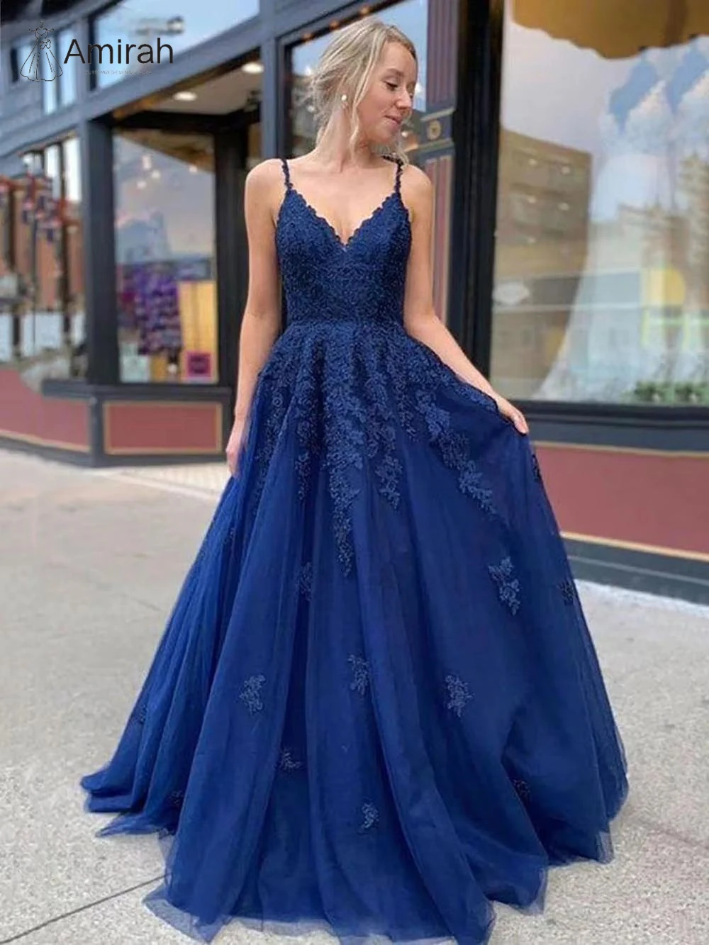 

Amirah A-line Tulle Women's Prom Dress 2025 Lace Print Evening Dress Woman Custom Made Party Dresses Luxury Off-shoulder Wedding