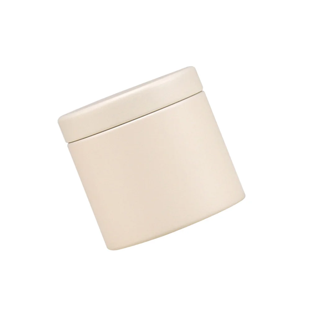Portable Tinplate Storage Box Round Compact Container for Tea Coffee Herbs Cosmetics Lip Balm Sealable Lid Rust Resistant Beige