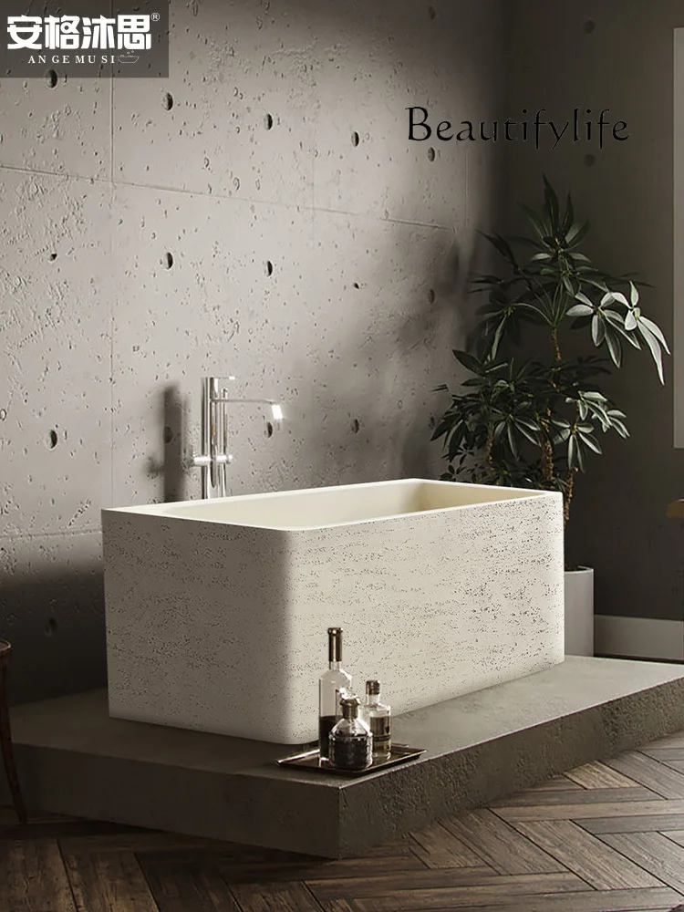 

bathroom vanity with sink Bathtub-in-One Freestanding Creative Art Cave Stone Square Bathtub