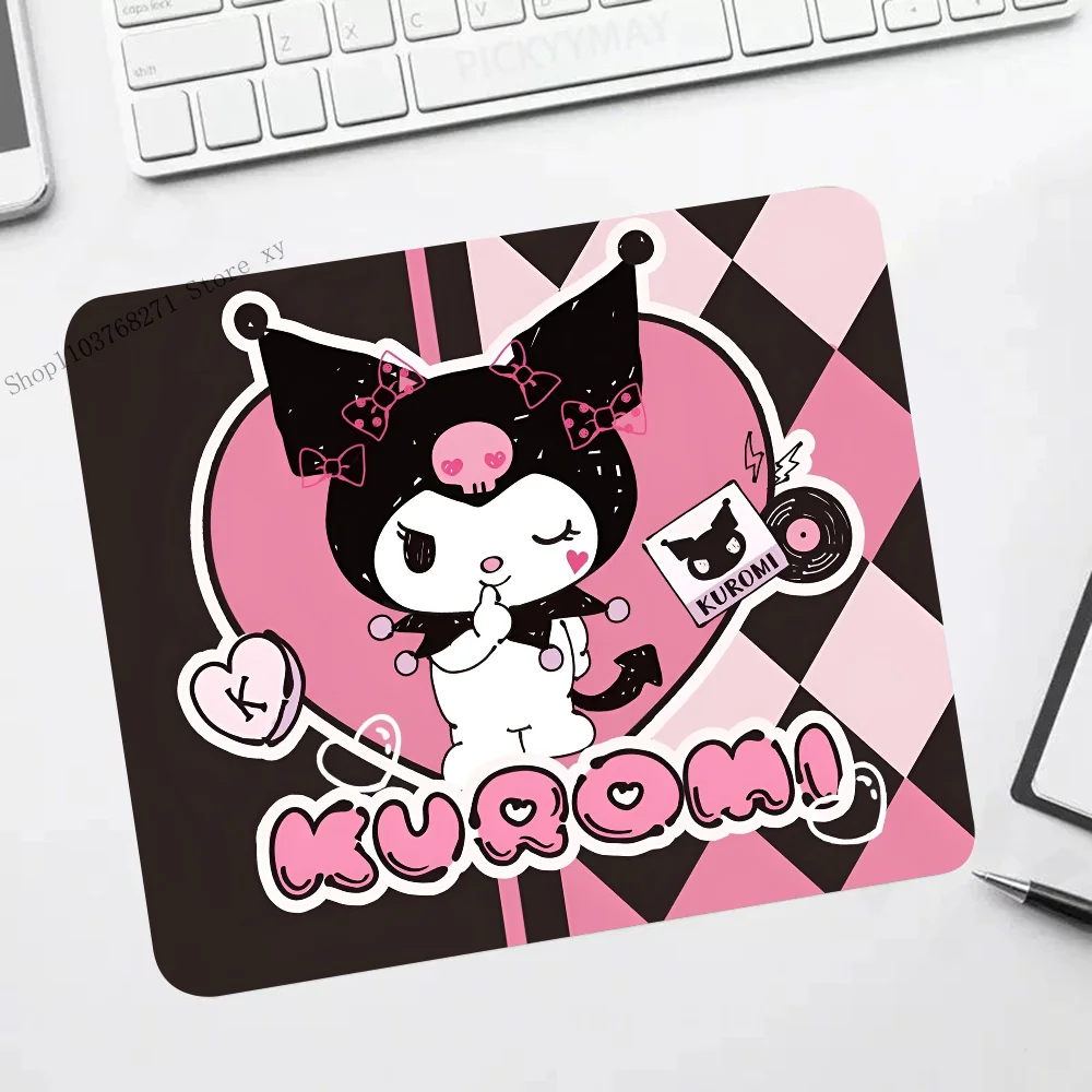 

1PC Sanrio Kawaii Cute Kuromi Small LockEdge Mouse Pad For Gamers Computer Desk Pad Rectangular Anti-slip Rubber