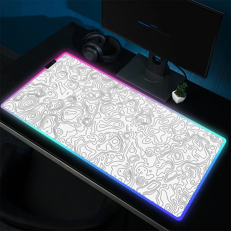 Rgb Mousepad Eenvoudige Lijn Muismat Gamer Rubber Computermuismat Led Game Hd Print Toetsenbordmat Vergrendeling Rand Bureaumatten Xxl