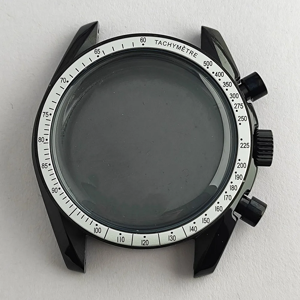 39,7 mm VK63 Gehäuse Herrengehäuse Schwarz Silber Gehäuse Passend für VK63 Uhrwerk Edelstahlarmband Uhrenzubehör