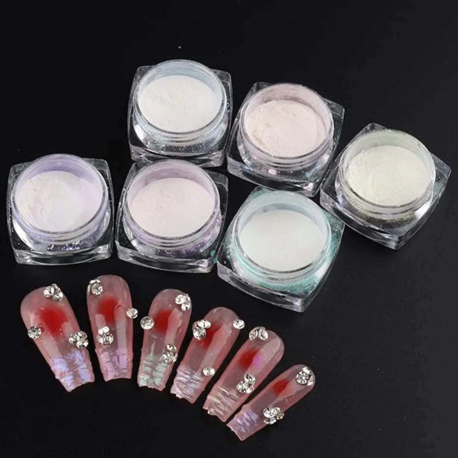 Poudre à frotter blanche nacrée N64.Glitter, poussière de chrome clair de lune, coquille, pigment miroir, fournitures de décoration d'art des ongles