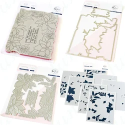 New 2024 Dies Poinsettia Frame Cutting Dies Christmas Holiday Hot Foil Plates Embossing Scrapbook Layered Stencils Stamps
