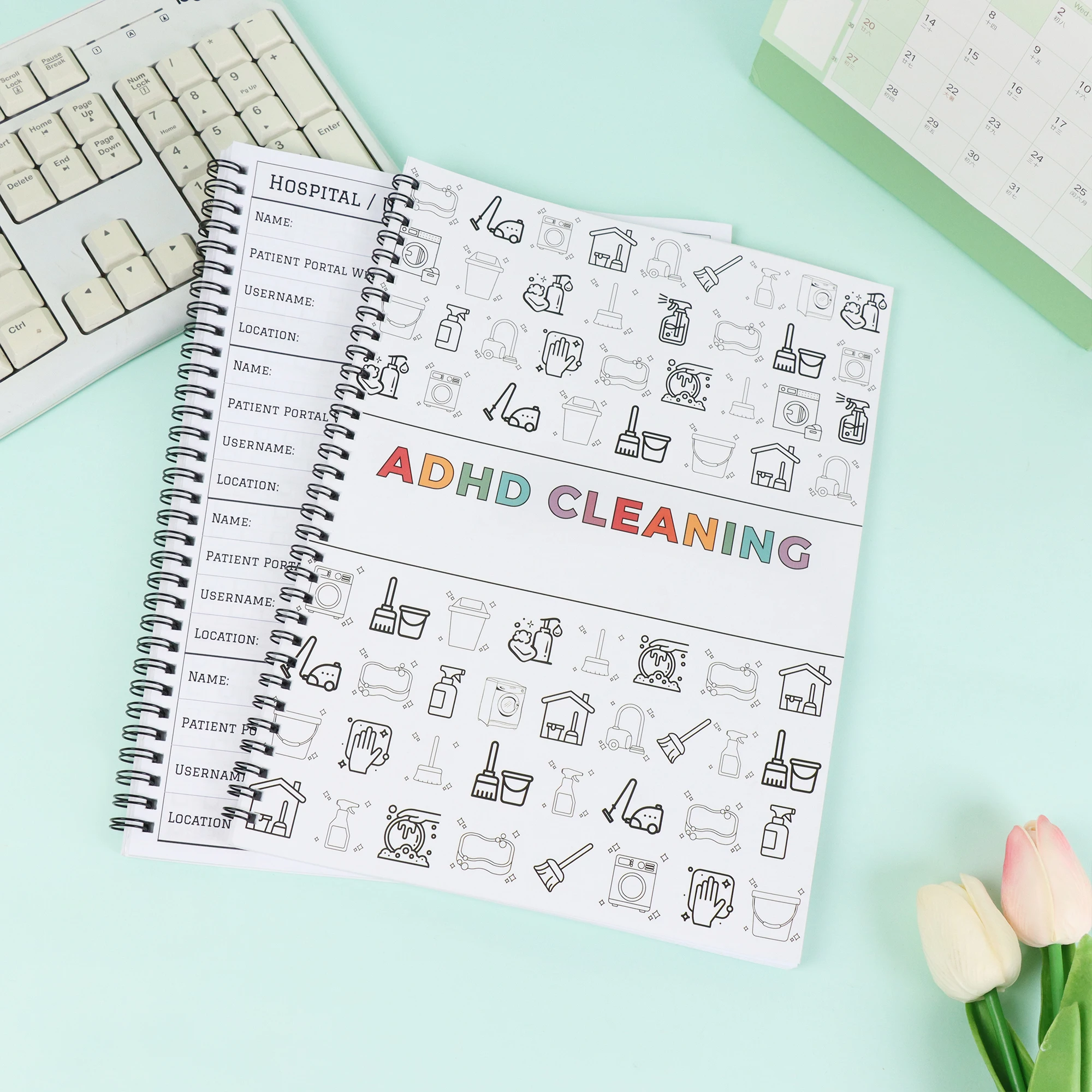 حزمة مخططة التنظيف ADHD قابلة للتحرير، جدول تنظيف منزلي من Canva، مخطط المهام العائلي للتنظيف الأسبوعي والشهري السنوي