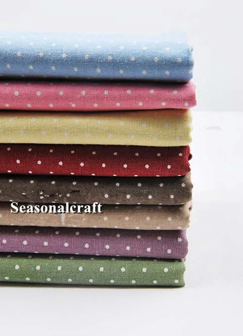 Bundle Fabric Bundle Polka Dot Fabric Bundle Colorful Pokla Dots Style Linen Bundle 7 Fat 8th Quarters Pieces each 15\