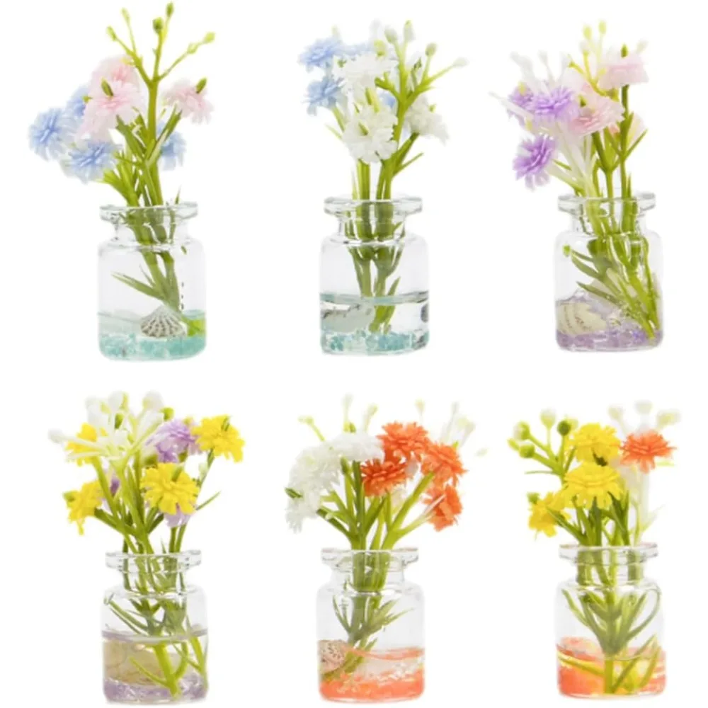 

6-piece set of glass vases with luminous dots and anti slip adhesive, used as decorative flower racks for weddings