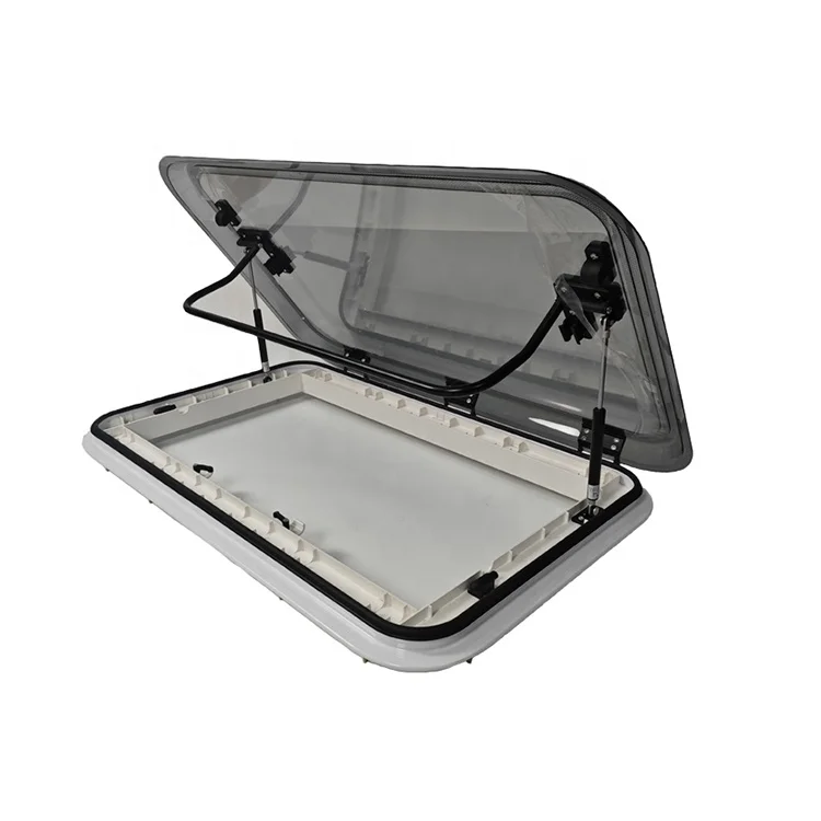 أبيض أو أسود الألومنيوم الإطار العلوي RV قافلة مقطورة معدات التخييم سقف كوة نافذة 960*650 مللي متر مع أضواء LED والستار #5