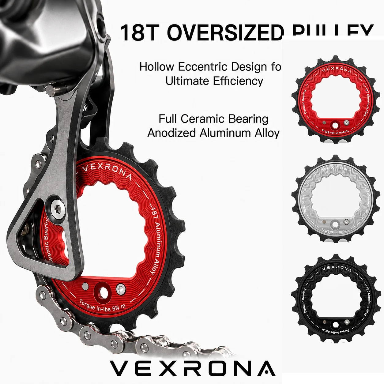 Image of VEXRONA Rennrad 18T Hohlkassettenlaufrad mit Keramiklager für Shimano R8000 R7000 L-TWOO ERX ER9 R9 R7 Schaltwerk
