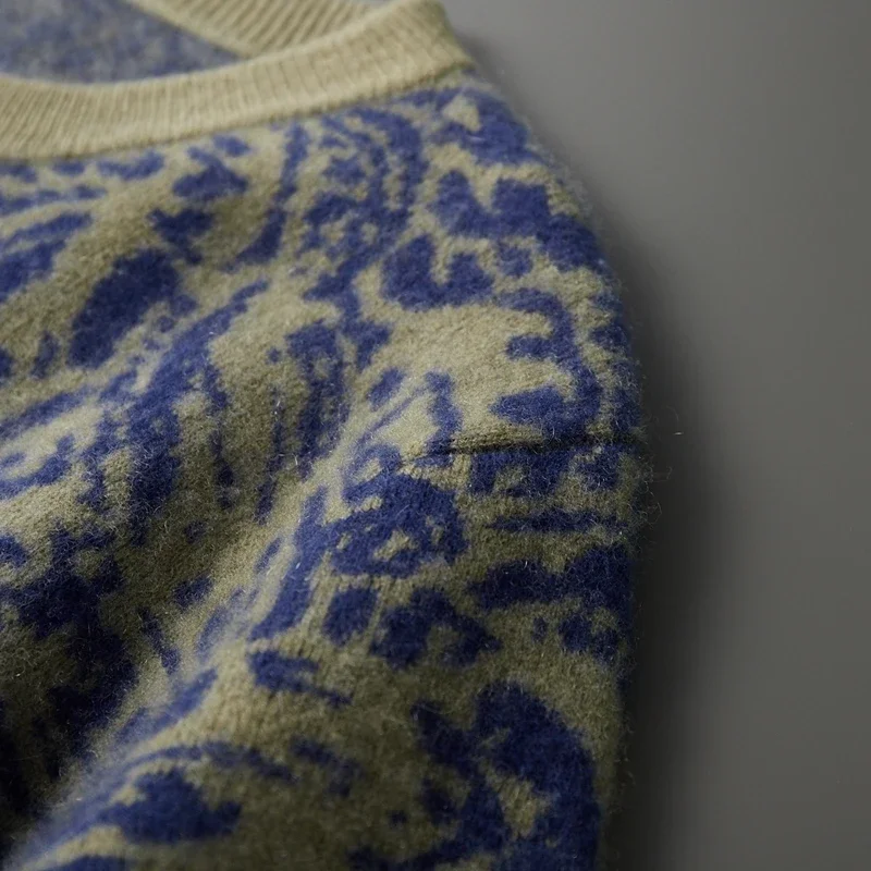 Suéter de punto de cachemira pura 100% para hombre, suéter grueso de Jacquard de estilo chino, Top, Sudadera con capucha informal holgada, nuevo estilo