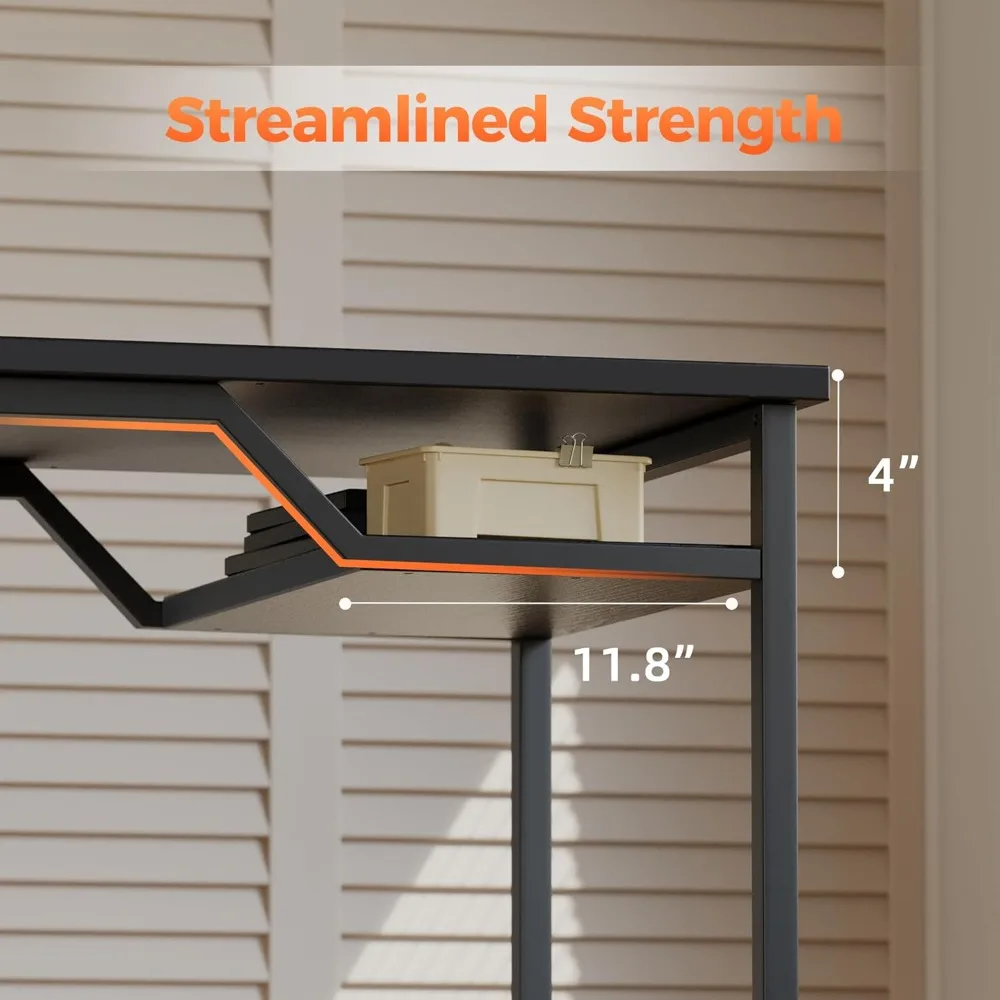 Compact Gaming Desk 48 x 24: Modern Minimalist Home Office Desk for Small Spaces, Ideal for Studying and Writing