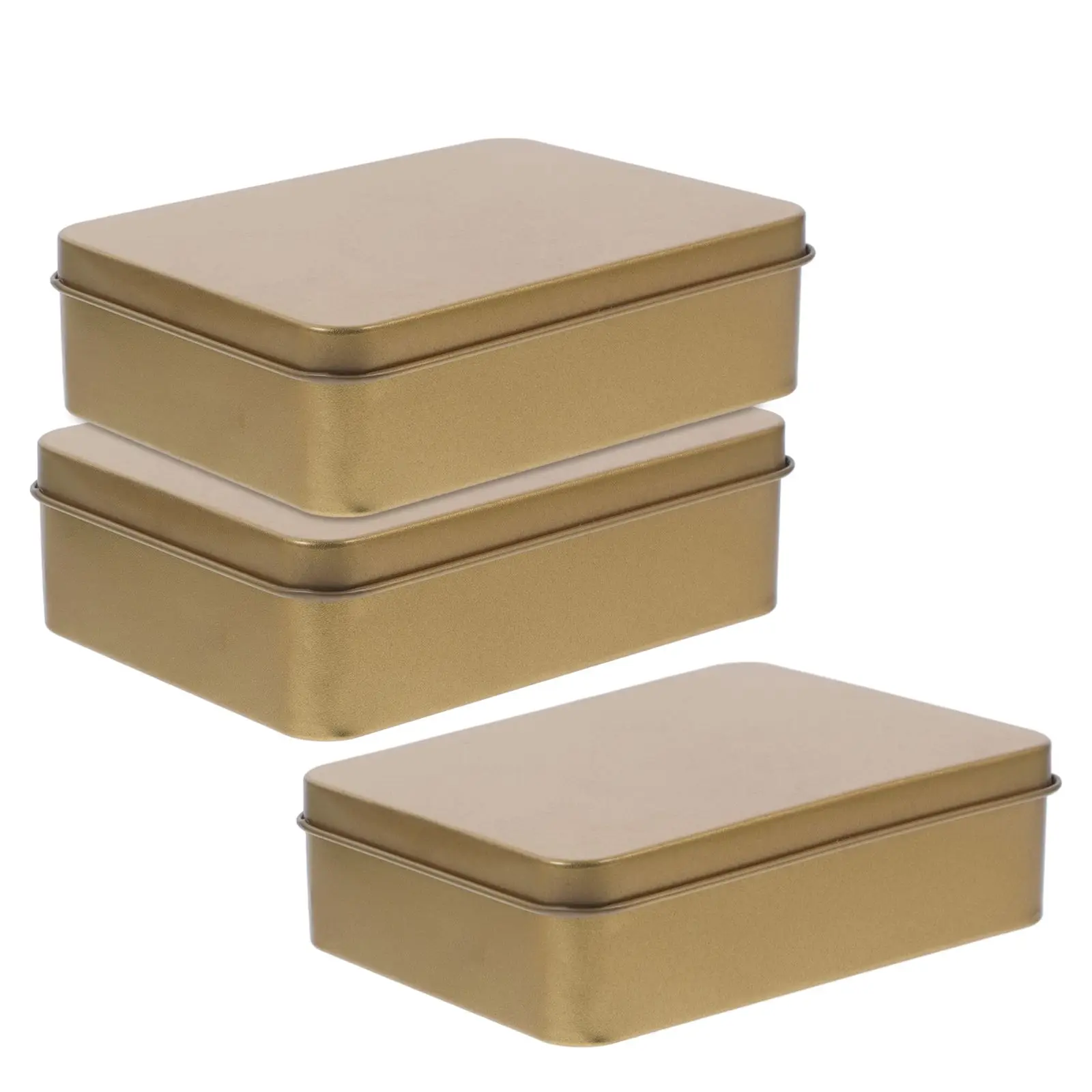 

3Pcs Rectangular Boxes 12x9x4cm Lightweight Storage Containers for Tinplate Containers Jewelry Coins Candies Tinplate Box Lid
