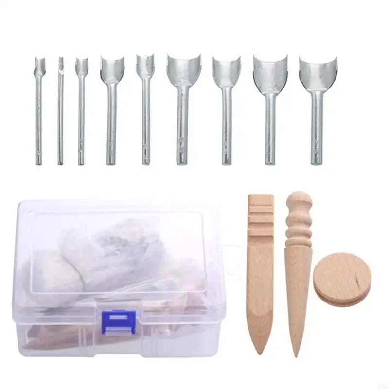 

97BA 12Pcs Half-Round Punching Tool Leather Edges Slicker Burnishing Tool Leathercraft Working Tool