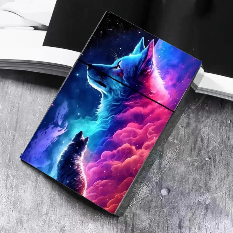 Automatic Cigarette Case 20 Cigarettes Push Open Card Holder Slim Pocket Smoking Box Leopard Wolf Pattern Gift