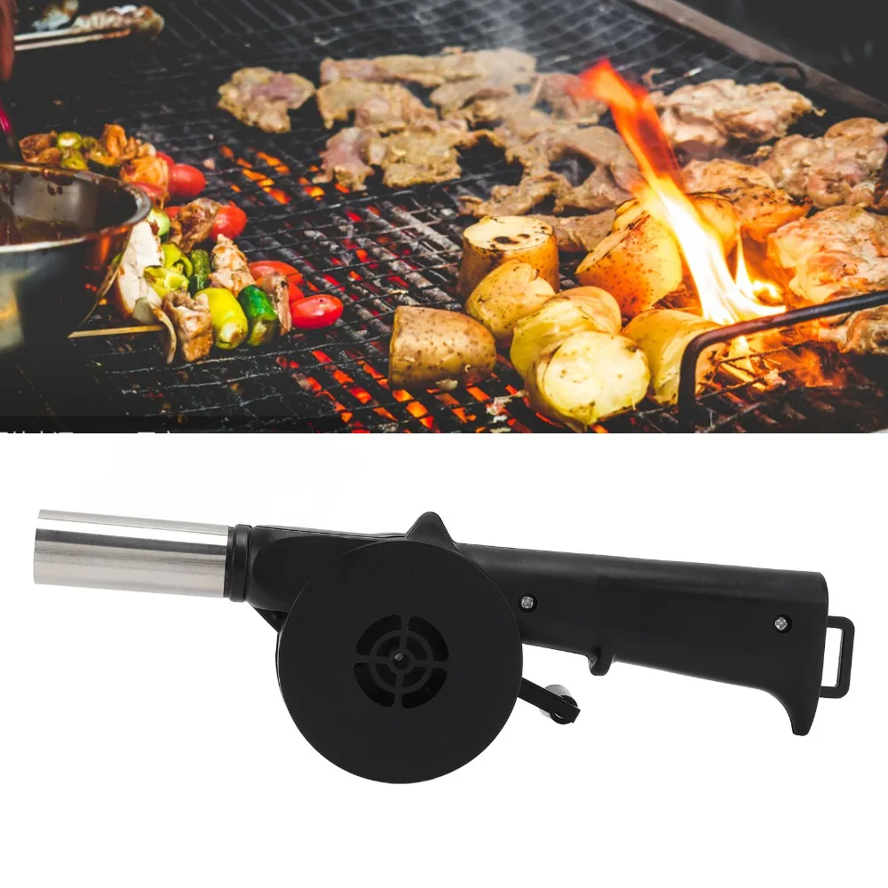 Light weight Hand Crank Blower Multi Purpose Compact Dimensions Portable BBQ Fan Mini Black Portable Outdoor Blower