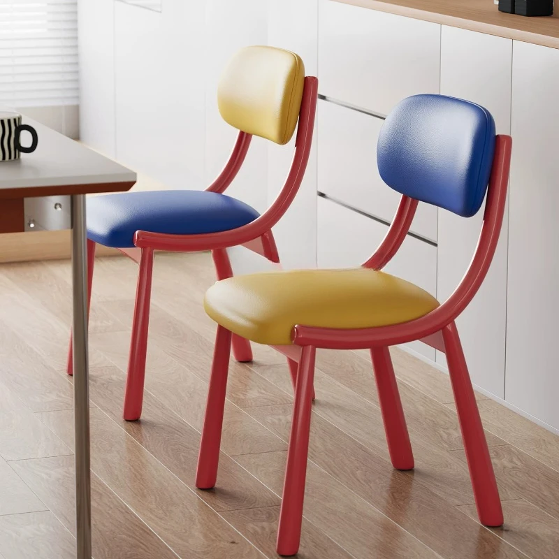 French Mid-century Dopamine Dining Chair Luxury Upholstered Backrest Chair Designer Vanity Stool Household Indoor Makeup Seat