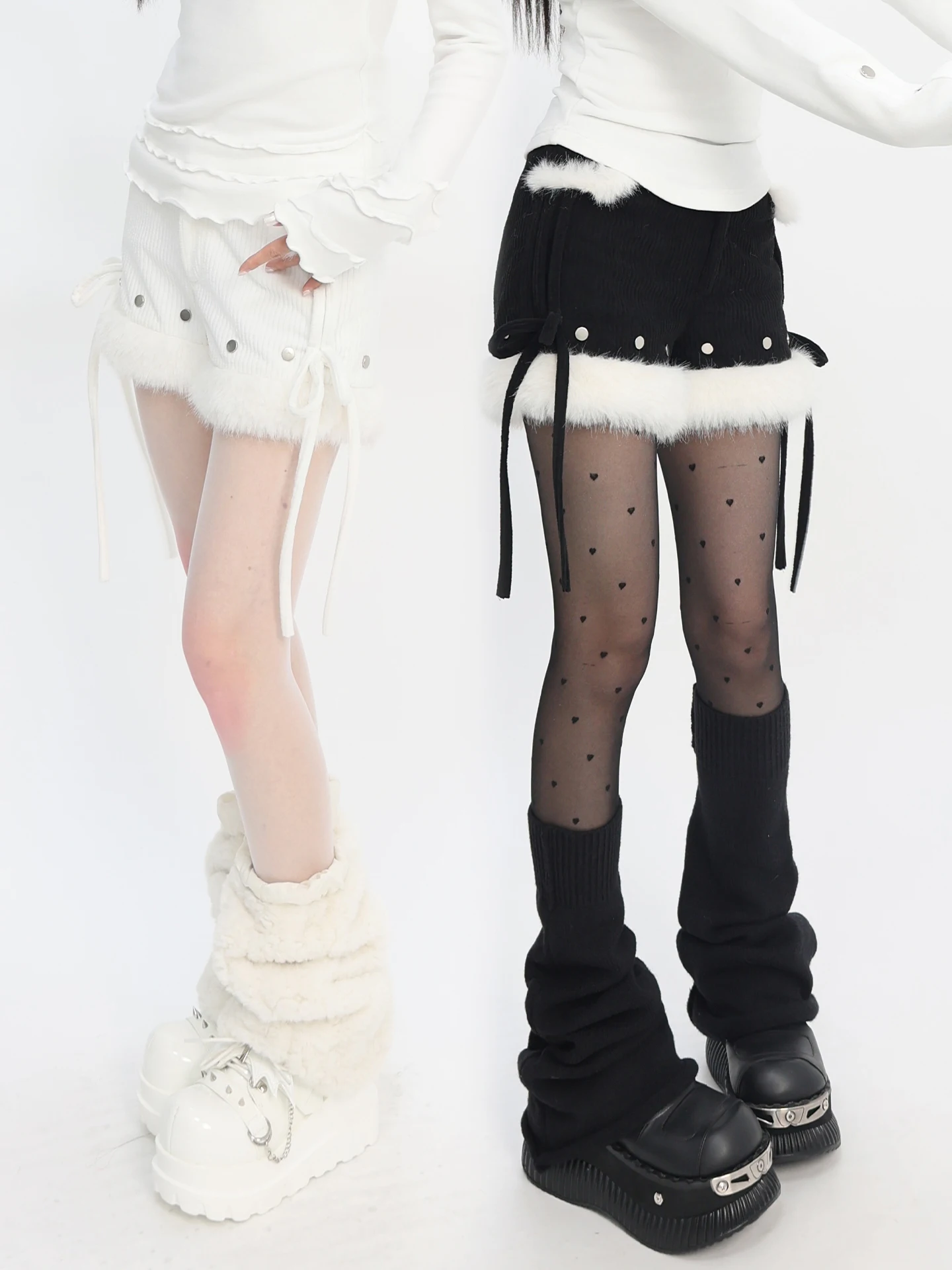 

Оригинальные зимние брюки Wi Early Winter Snow Trace из вельвета для девочек, осенне-зимние, черно-белые, с плюшевыми вставками и бахромой