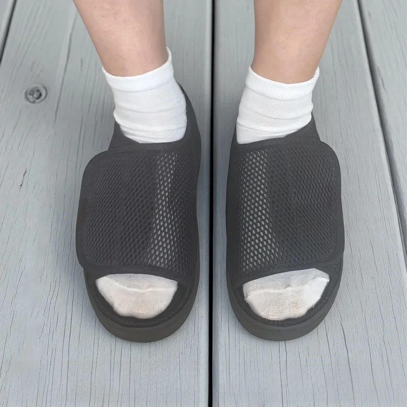 

Регулируемые ультраширокие и ультраглубокие сандалии без застежек с мягкой нескользящей подошвой для опухших ног, удобные послеоперационные, для диабетиков