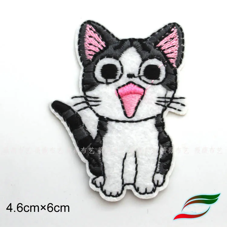 Ironing adhesive embroidery fabric with cartoon animal stickers for cats