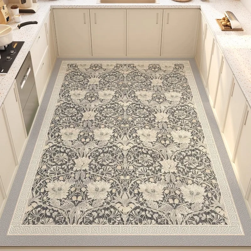 Simple Light Luxury Carpet for Kitchen PVC Leather Floor Mat Anti-slip Oil-proof Dirt Proof Rugs Home Washable Easy Clean Rug 러그