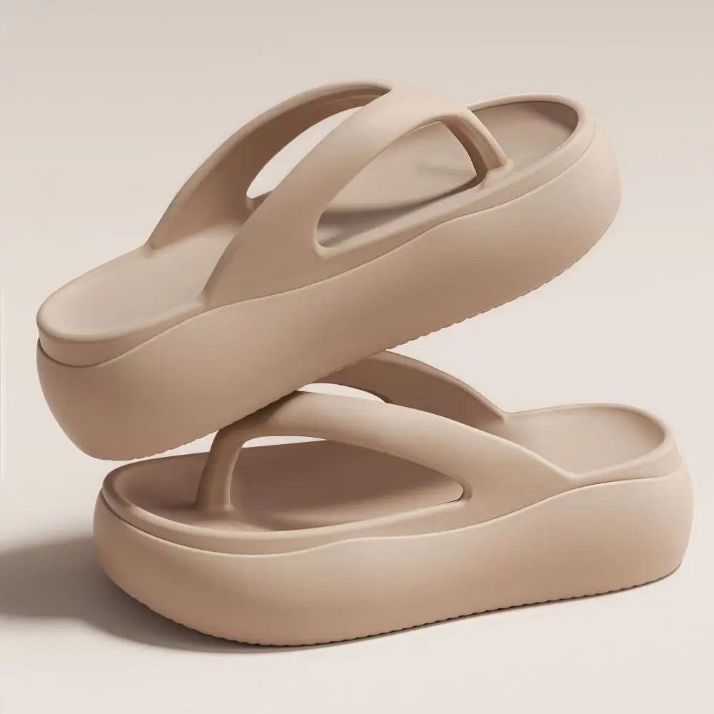 Height-increasing Platform Slippers Non-slip Soft Sole Beach Sandals 5CM EVA Lightweight Women's Flip Flops Everyday Outfits