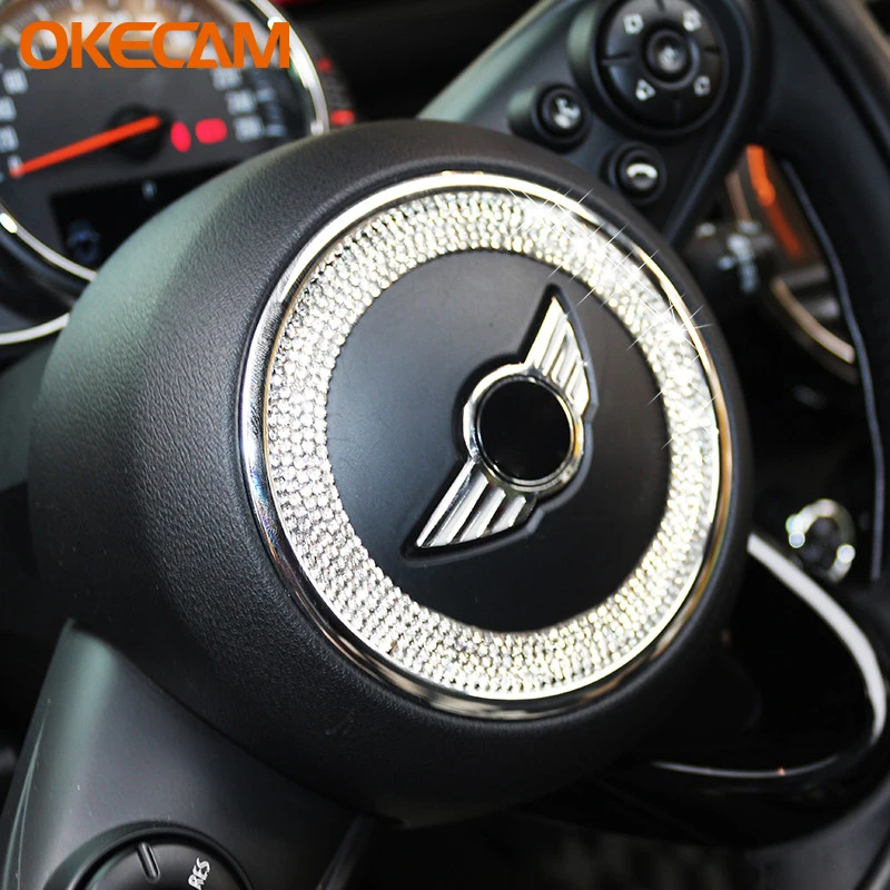 For Mini Cooper R55 R56 R57 R58 R59 R60 Clubman Countryman Car Bling Steering Wheel Decal Sticker Interior Accessories Diamond