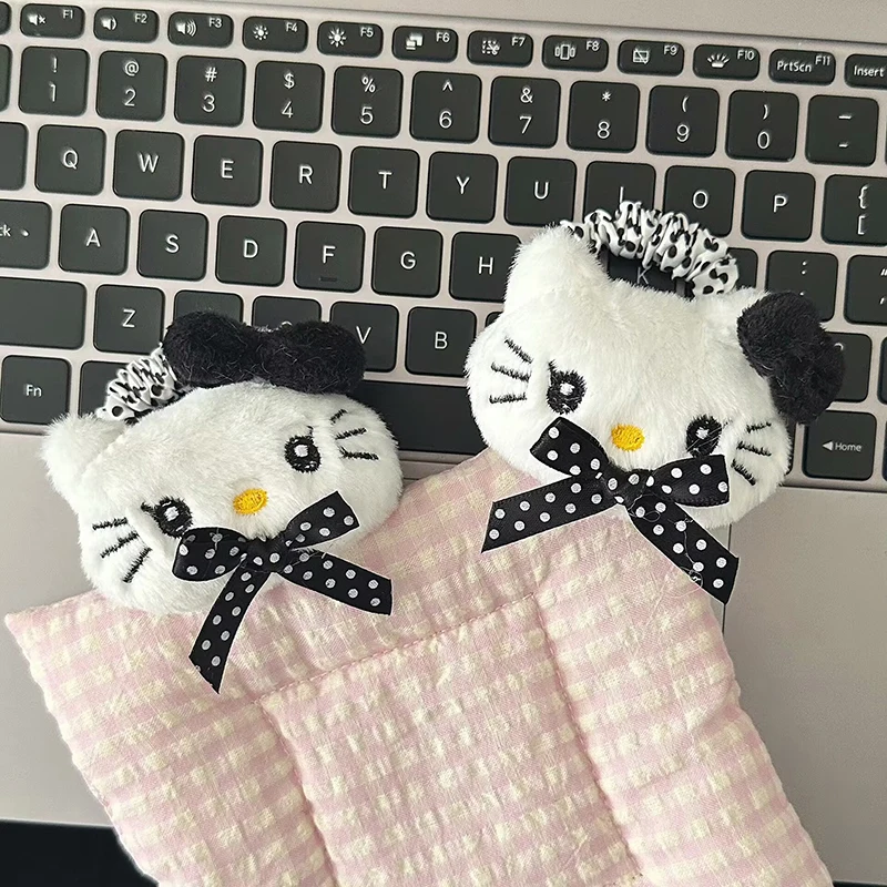 Sanrio Cute Hello Kitty Bow Cat Elastic Plush Hair Ties High Ponytail Barrettes Headwear Fashion Hair Accessories