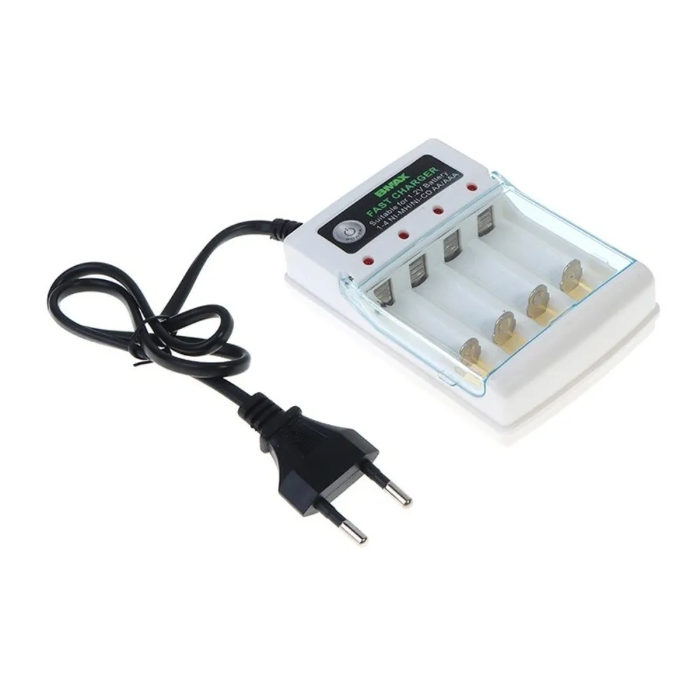 Independent Charging Bays Rechargeable Battery Charger LED Indicators Spring Contacts Battery Charging Box Plastic Housing White