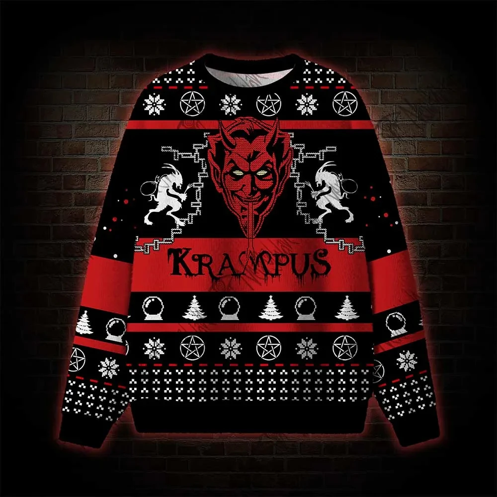 

Уродливые толстовки Krampus Horror, унисекс, новое поступление 2026, стильные свитера, осенне-зимний стиль, мужская одежда