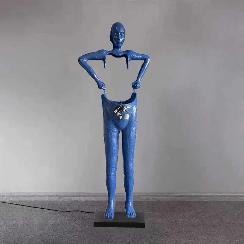 Modern Creative Humanoid Floor Lamp Sculpture LED Luminous Decoration Simple Home Art Ornament for Living Room Bedroom