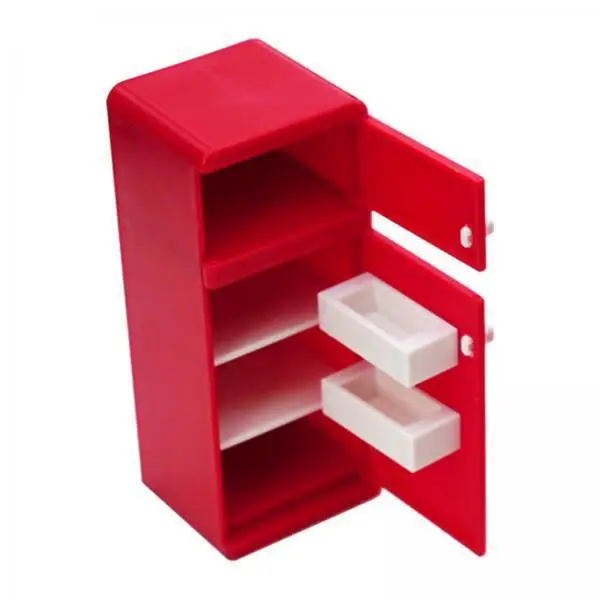 

Мини-холодильник-симулятор для кукольного домика, реалистичная двухдверная игрушечная мебель для кухни, для декора кукольного домика в масштабе 1:12