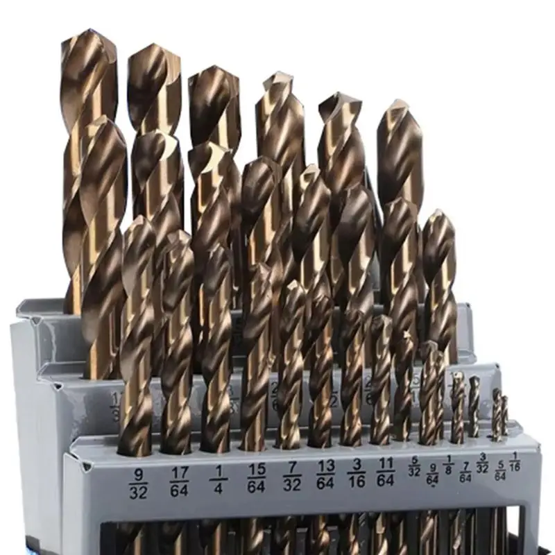 

AEE2-Cobalt Drill Bits Set M35 High Speed Steel Twist Jobber Length For Hardened Metal, Stainless Steel, Cast Iron
