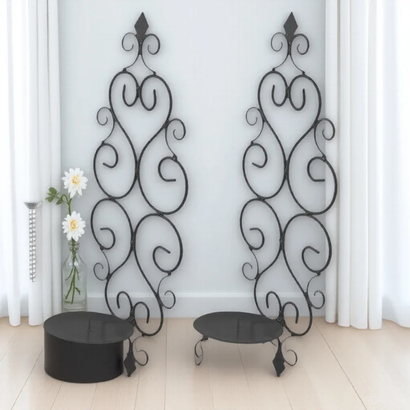 

2pcs Iron Wall Sconces Retro Decorative Holder For Bedroom Living Room Office Fireplace Mantel Tealight Stand