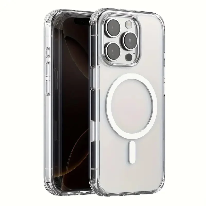 Capa Transparente para iPhone 17 16 Pro Max 13 12 Mini 11 14 15 Plus 16E 17 Air Compatível com Carregador Sem Fio Magsafe Capa Magnética