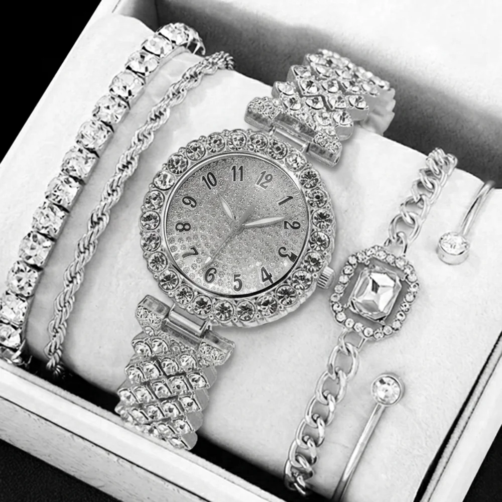 Jewelry Watches Silver - 5Pcs/Set Unisex Jewelry Watches Women's Wristwatch