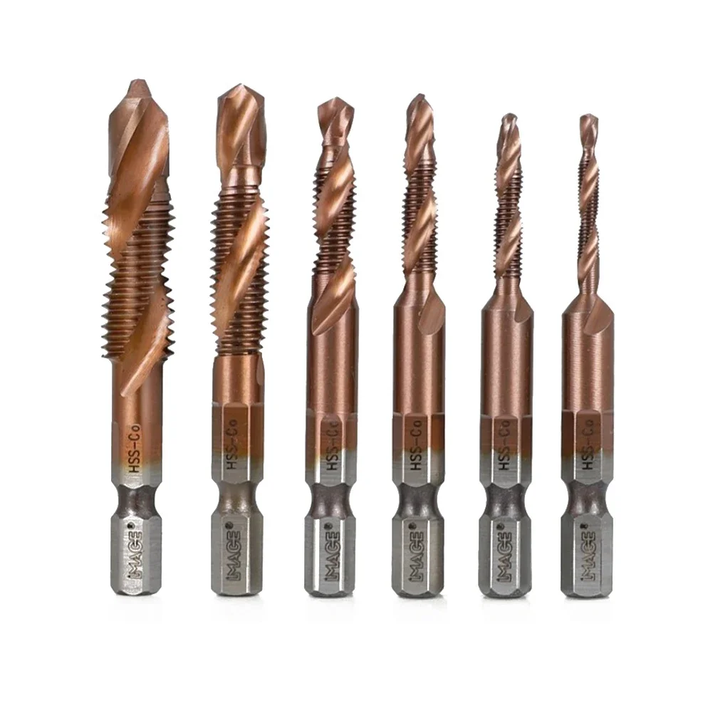 

1x Tap Drill Bit 1/4in Hex Shank HSS-M2-Co Screw Thread Metric Tap Bit Screw Machine Compound Tap M5 M6 M8 M10 Hand Tools
