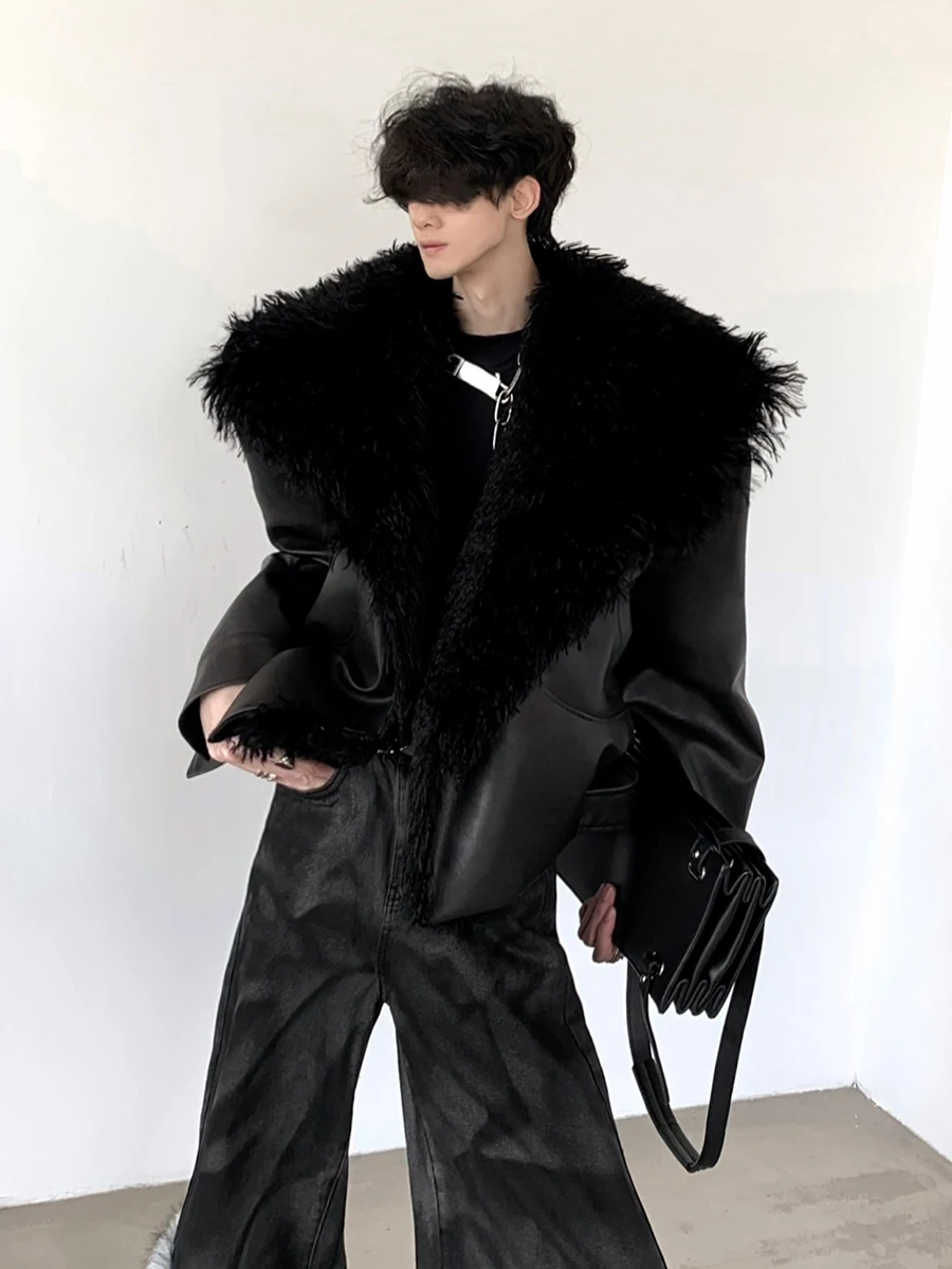 

Mauroicardi Autumn Winter Cool Short Black Thick Warm Hairy Faux Sheepskin Coat Men Luxury Designer Clothes Fluffy Jacket 2025