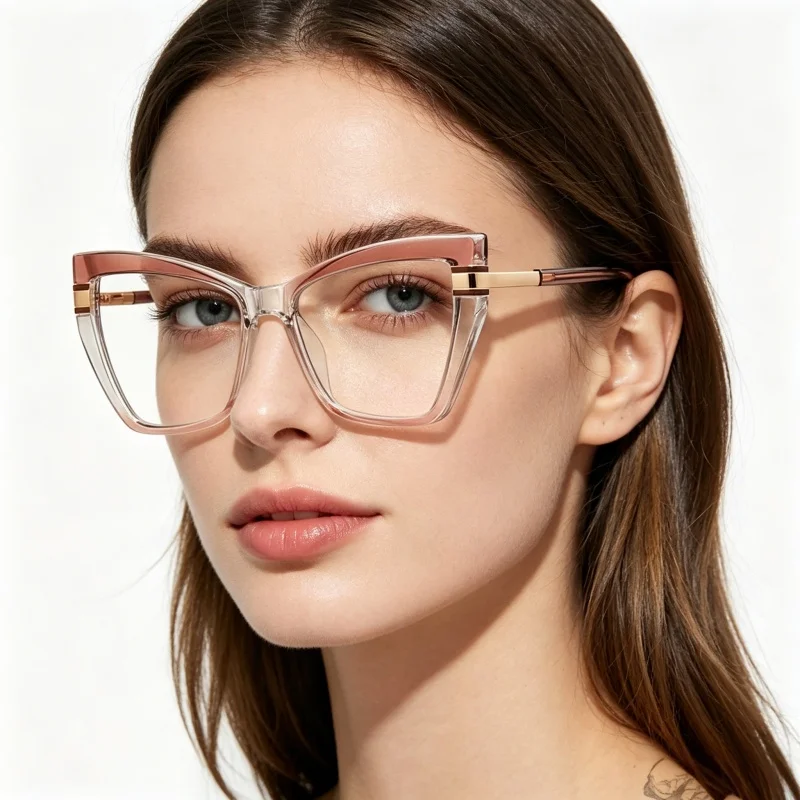 BETSION Fashion Oversized TR90 Cat-Eye Design Women's Reading Glasses Anti-blue Light Presbyopia Customizable Prescription #2245